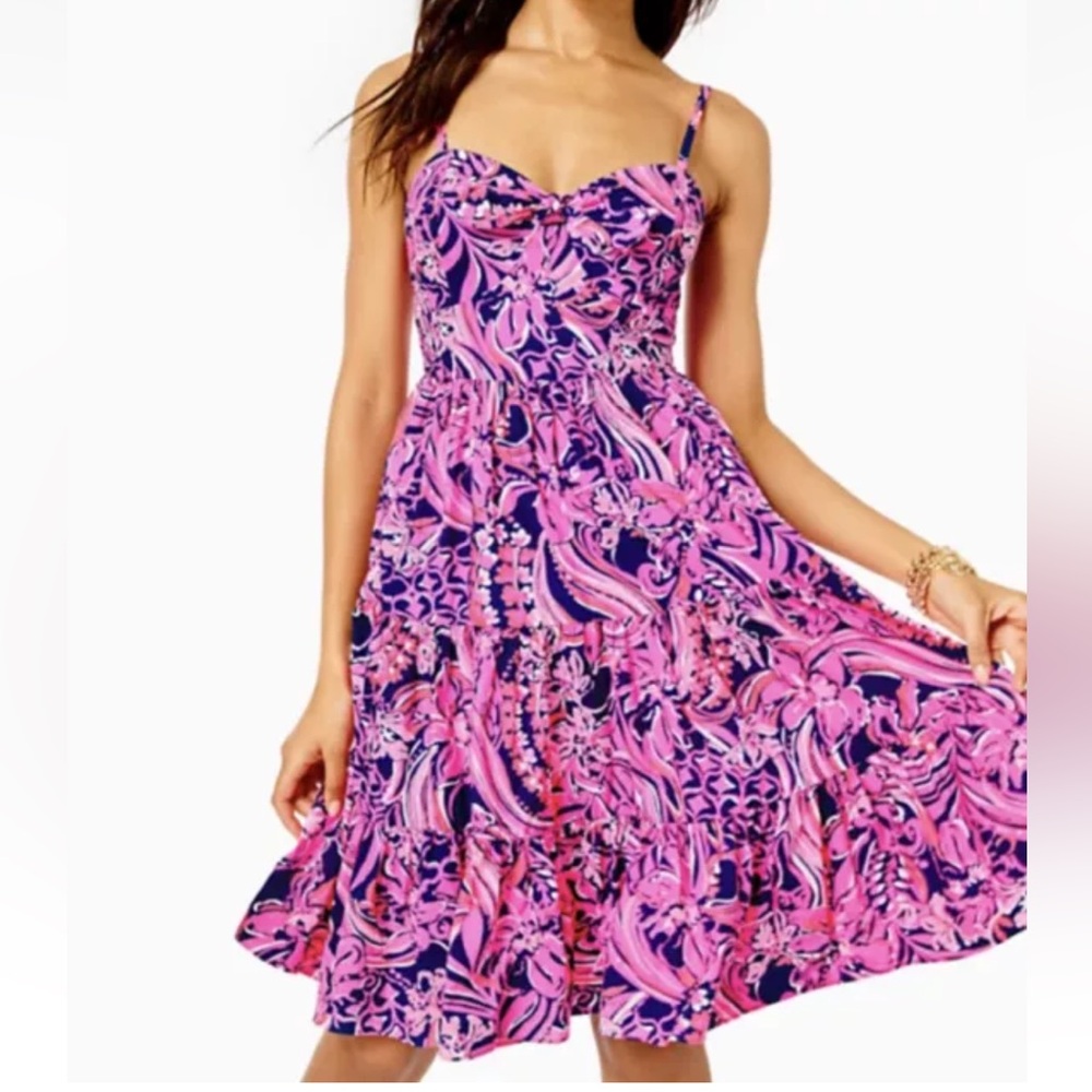 Lilly Pulitzer Adalia Knee Length Dress Flirty Fins & Feathers NWT